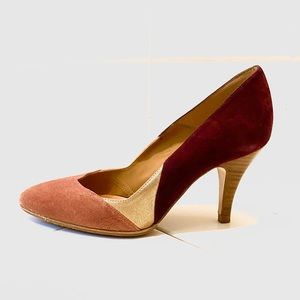 RARE Sezane Django Court Tri-Tone Suede Pumps